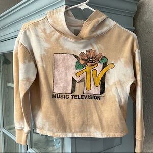 MTV Tan and White Sweatshirt with Colorful Graphic Design